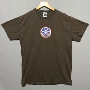 Island Creations Hawaiian Surf T-Shirt Mens Medium Brown Graphic Tee Short y2k